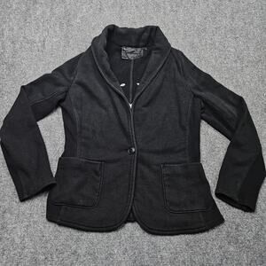Raison D’Être Black Wool Blend Jacket Large Blazer Style 1 Button Chain Hanger